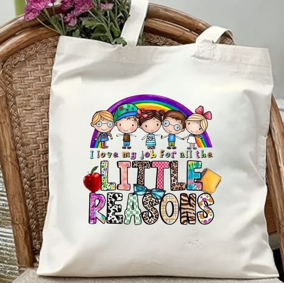 Hand Crafted Handbags - NEW!! Teacher Gift Canvas Tote bag.